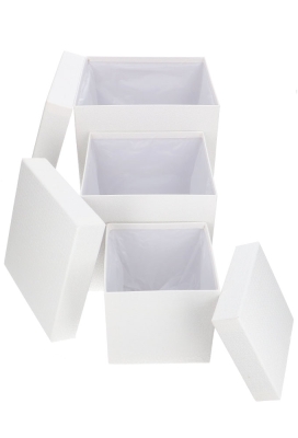 LUXE KANT & KLARE Flowerbox Latemar Wit Groot Vierkant Set van 3 stuks  OP IS OP