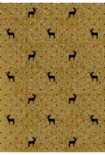 Kerstpapier Bruin Kraft Du Monde Reindeer Goud Zwart 70cm x 250meter