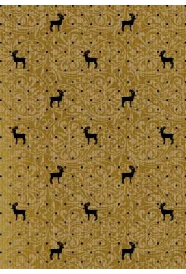 Kerstpapier Bruin Kraft Du Monde Reindeer Goud Zwart 70cm x 250meter
