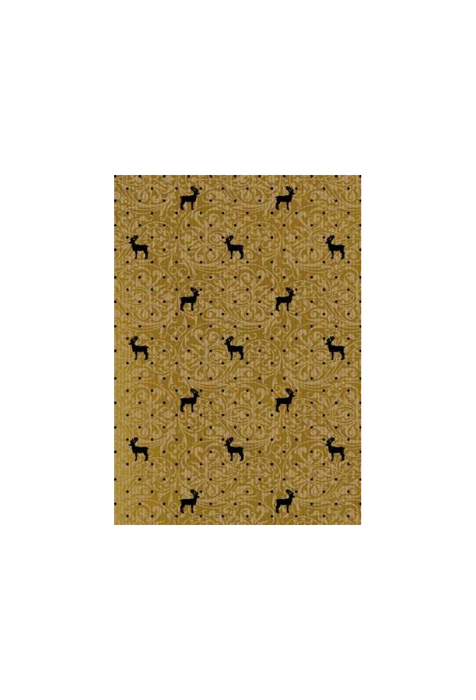 Kerstpapier Bruin Kraft Du Monde Reindeer Goud Zwart 70cm x 250meter