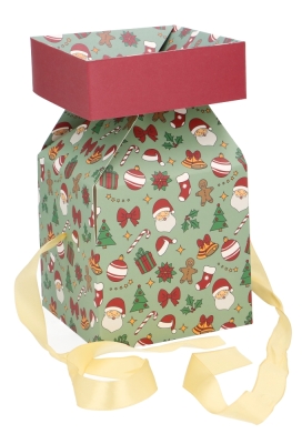 Kerstgeschenkdoos Magic Christmasbox FSC® Met Goud Lint 15x15x15cm 25stuks