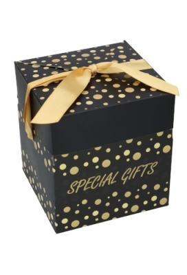 Geschenkdoos Regalo Special Gifts Dots FSC® & Goud Lint 15x15x15cm 25stuks