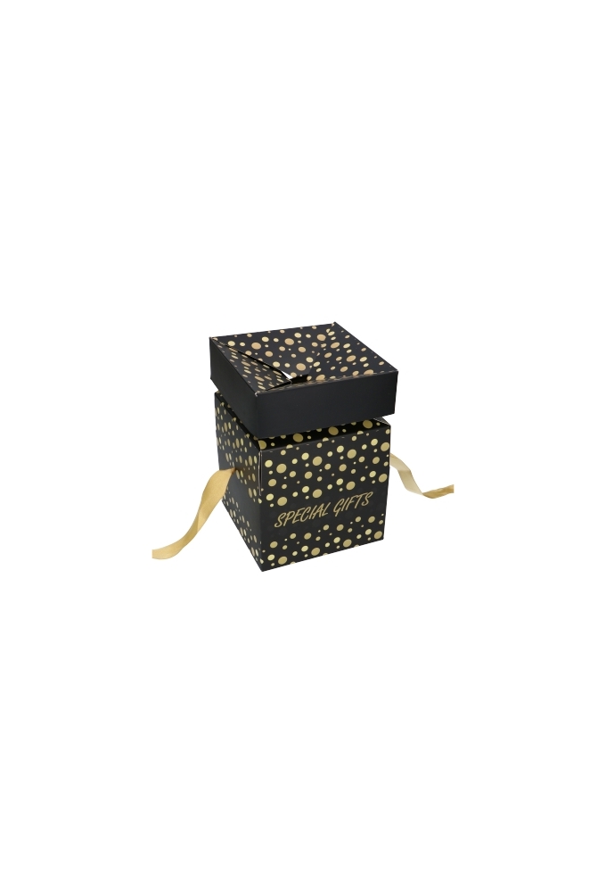 Geschenkdoos Regalo Special Gifts Dots FSC® & Goud Lint 15x15x15cm 25stuks