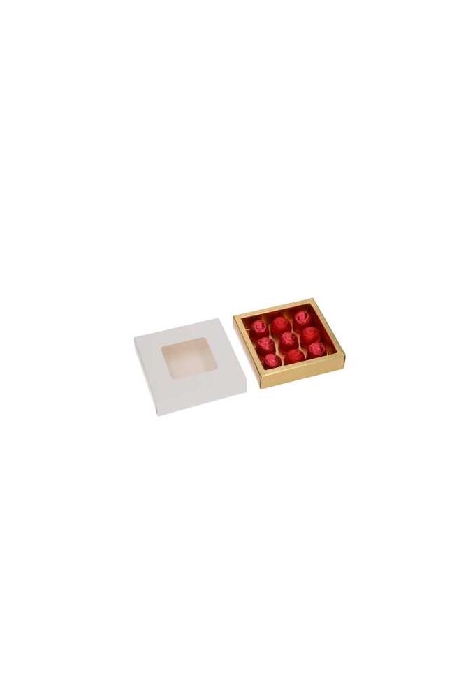 Bonbondoosjes & Schuifvenster Wit Mat & Goud Mat 10x10x2.7cm 10stuks