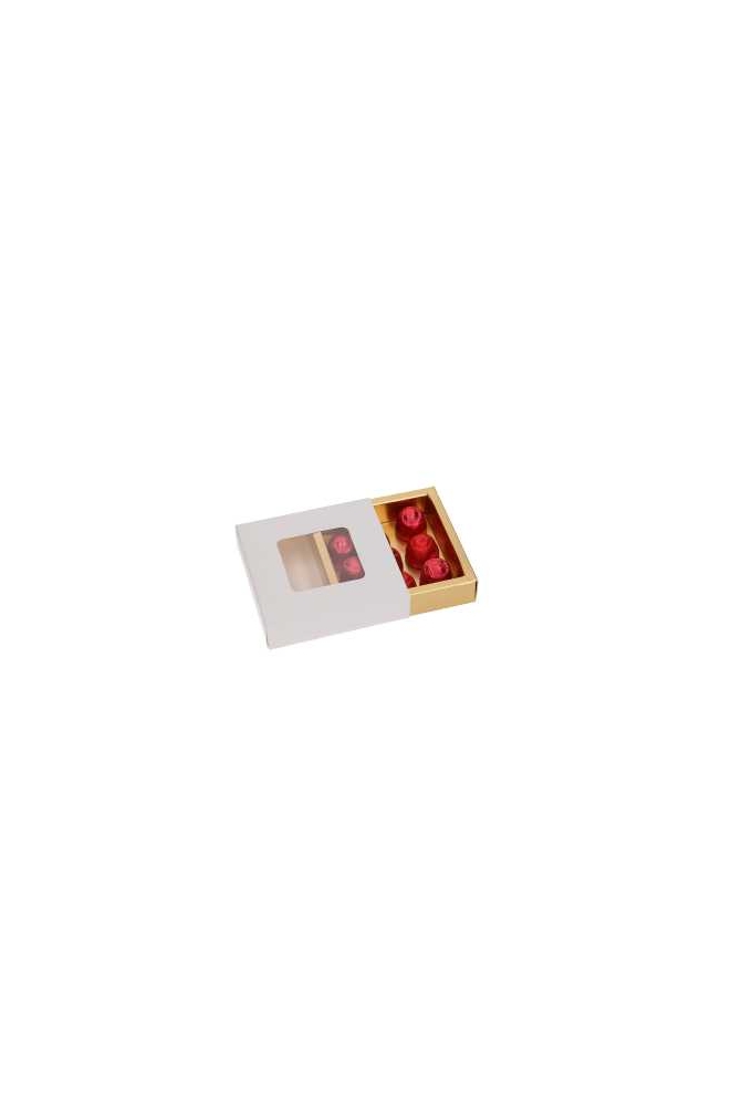 Bonbondoosjes & Schuifvenster Wit Mat & Goud Mat 10x10x2.7cm 10stuks