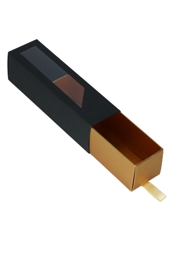 Bonbondoosje 1 Ladeboxje Zwart Mat& Goud Mat FSC® Hoog 16x4.3x4.5cm 10stuks