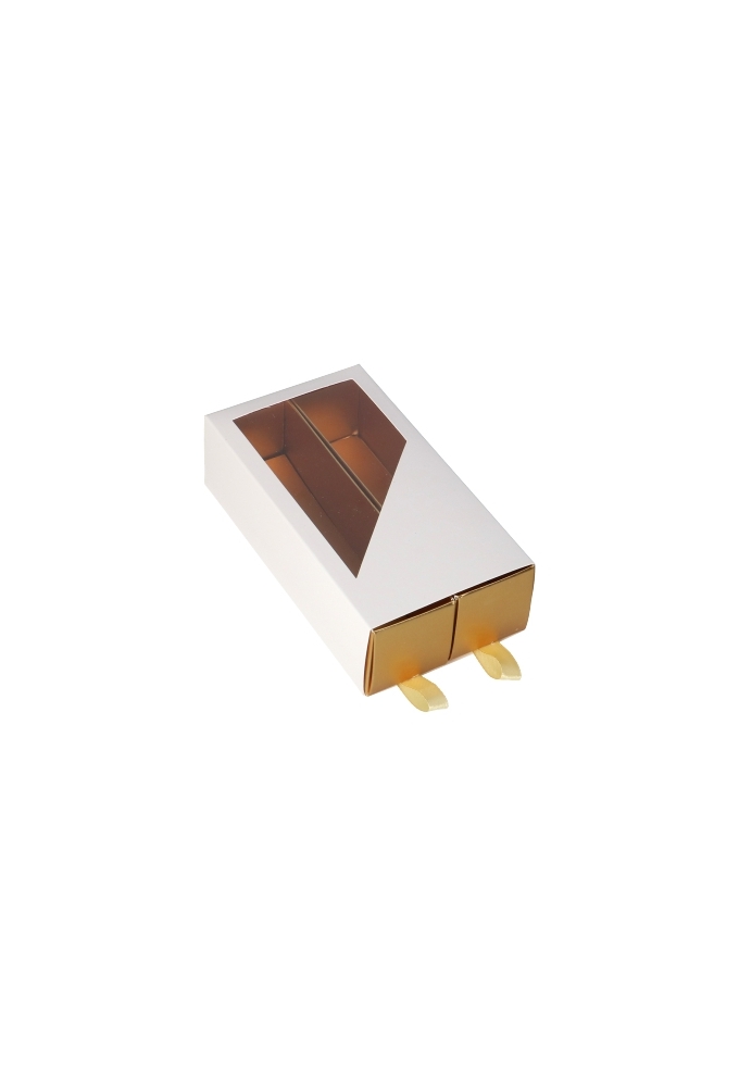 Bonbondoosje 2 Ladeboxje Wit Mat & Goud Mat Hoog 16x8.6x4.5cm 10stuks
