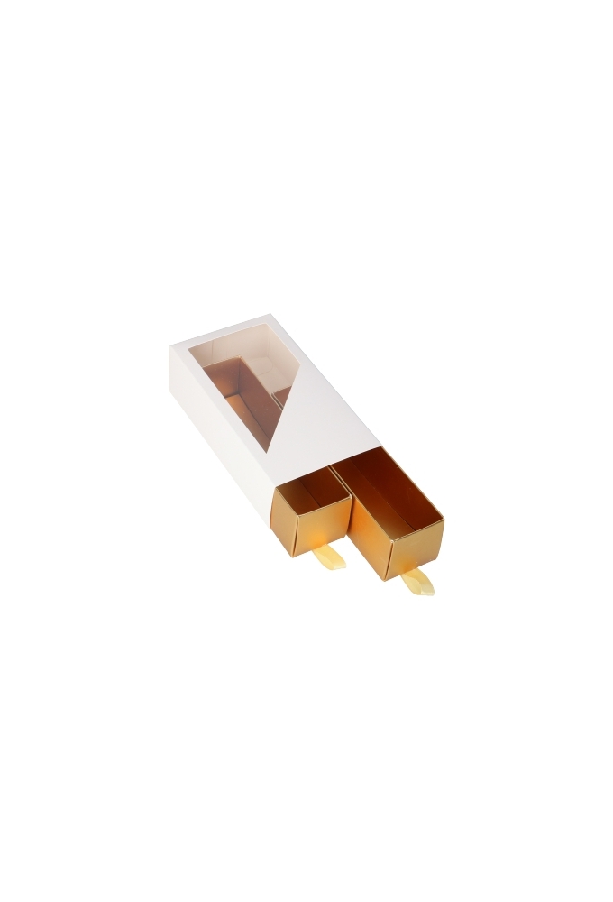 Bonbondoosje 2 Ladeboxje Wit Mat & Goud Mat Hoog FSC®16x8.6x4.5cm 10stuks