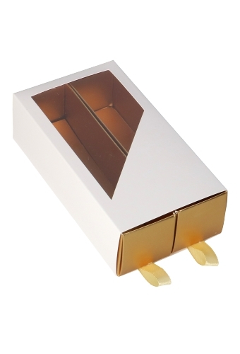 Bonbondoosje 2 Ladeboxje Wit Mat & Goud Mat Hoog FSC®16x8.6x4.5cm 10stuks