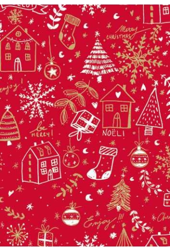 Kerstpapier Bruin Holidays rood kraft 50cm x 250meter