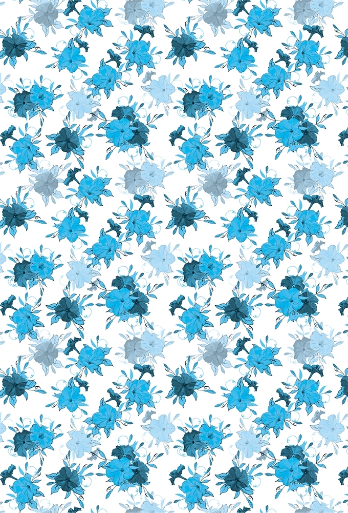 Kadopapier Blauwe Bloemen Mat 50cm x 100meter