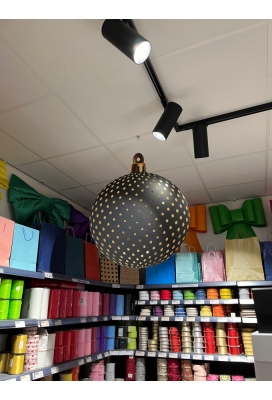 Decoratie Grote Etalage Kerstbal  Zwart Goud Stippen 85cm 1stuks