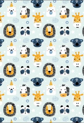 Geschenkpapier Coated Zoo blue 50cm x 200meter