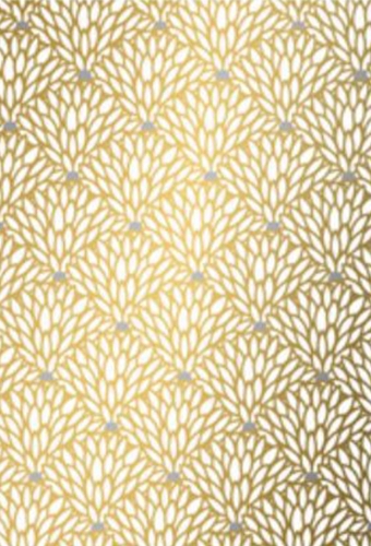 Geschenkpapier Coated Golden flower grey dot 70cm x 200meter