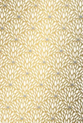 Geschenkpapier Coated Golden flower grey dot 70cm x 200meter