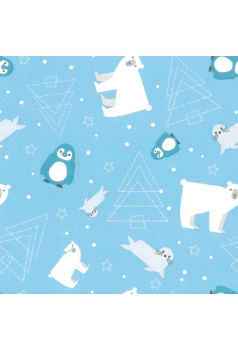 Geschenkpapier Wit Kraft Icy Nordic Friends  30cm x 200meter