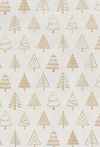 Kerstpapier Bruin Kraft Winter Tree Sketches  30cm x 100meter