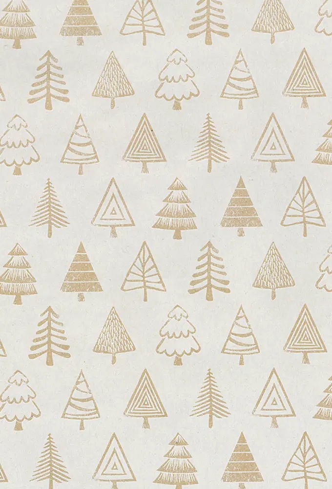 Kerstpapier Bruin Kraft Winter Tree Sketches  30cm x 100meter