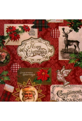 Kerstpapier Trendy Vintage Christmas Charm  50cm x 100meter