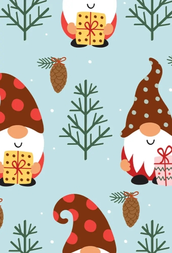 Kerstpapier Trendy Merry Little Gnomes  30cm x 100meter