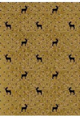 Kerstpapier Bruin Kraft Du Monde Reindeer Goud Zwart 40cmx250meter