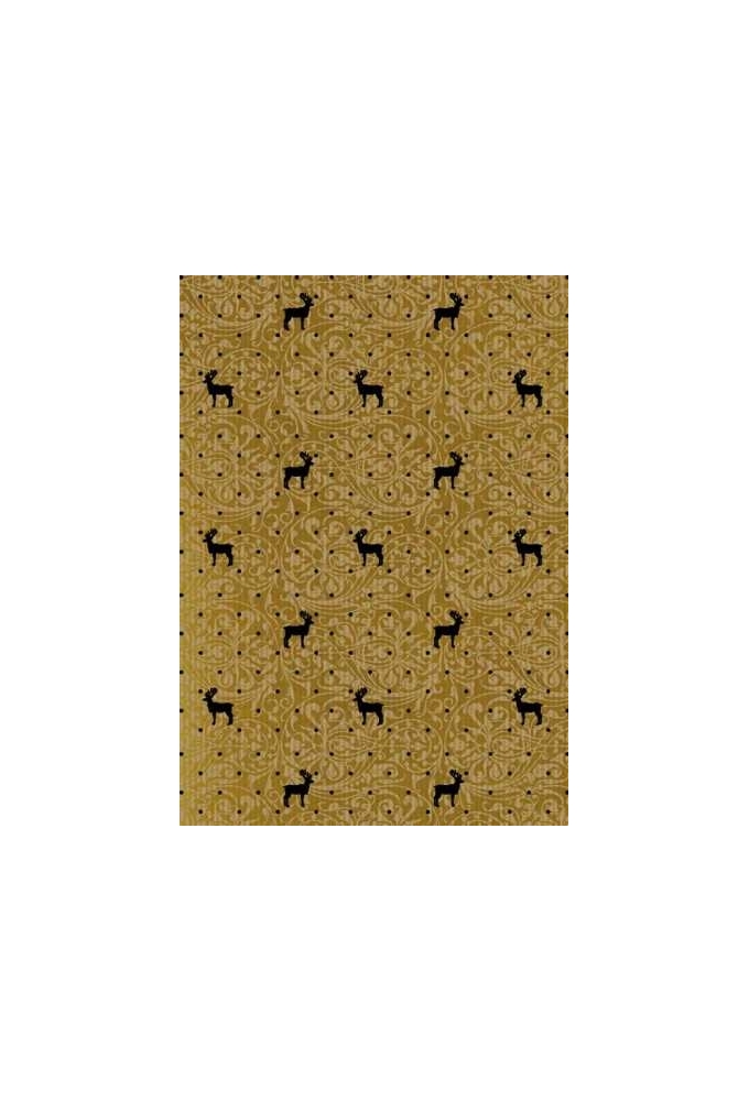 Kerstpapier Bruin Kraft Du Monde Reindeer Goud Zwart 40cmx250meter