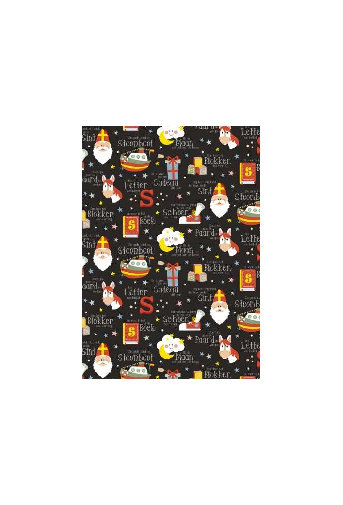 Sintpapier Trendy Sint Rijmpjes Zwart 70cm x 200meter