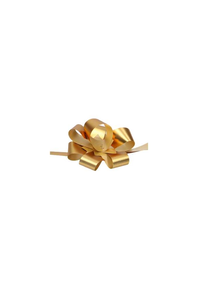 Strikje Malia R85mm Metallic Mat Goud Met lint 50stuks