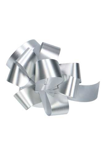 Strikje Malia R85mm Metallic Mat Zilver Met lint 50stuks