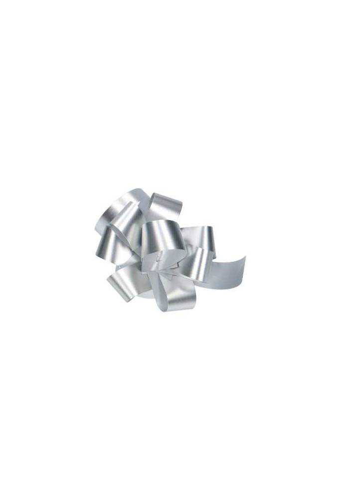 Strikje Malia R85mm Metallic Mat Zilver Met lint 50stuks