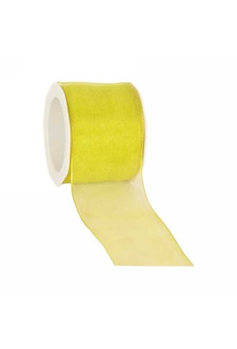 Organza Lint Met IJzerdraad Lime Groen 70mm x 20 meter