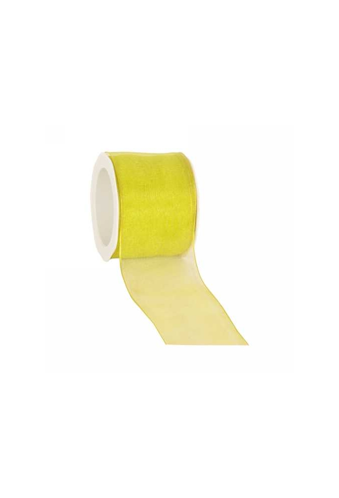 Organza Lint Met IJzerdraad Lime Groen 70mm x 20 meter