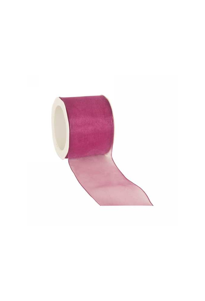 Organza Lint Met IJzerdraad Fuchsia 70mm x 20 meter