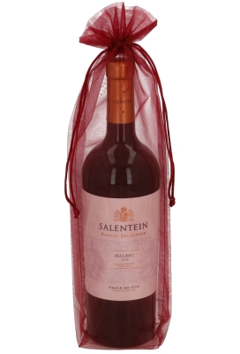 Wijnzak Organza Bordeaux Blokbodem 15x7,5x37cm 10stuks
