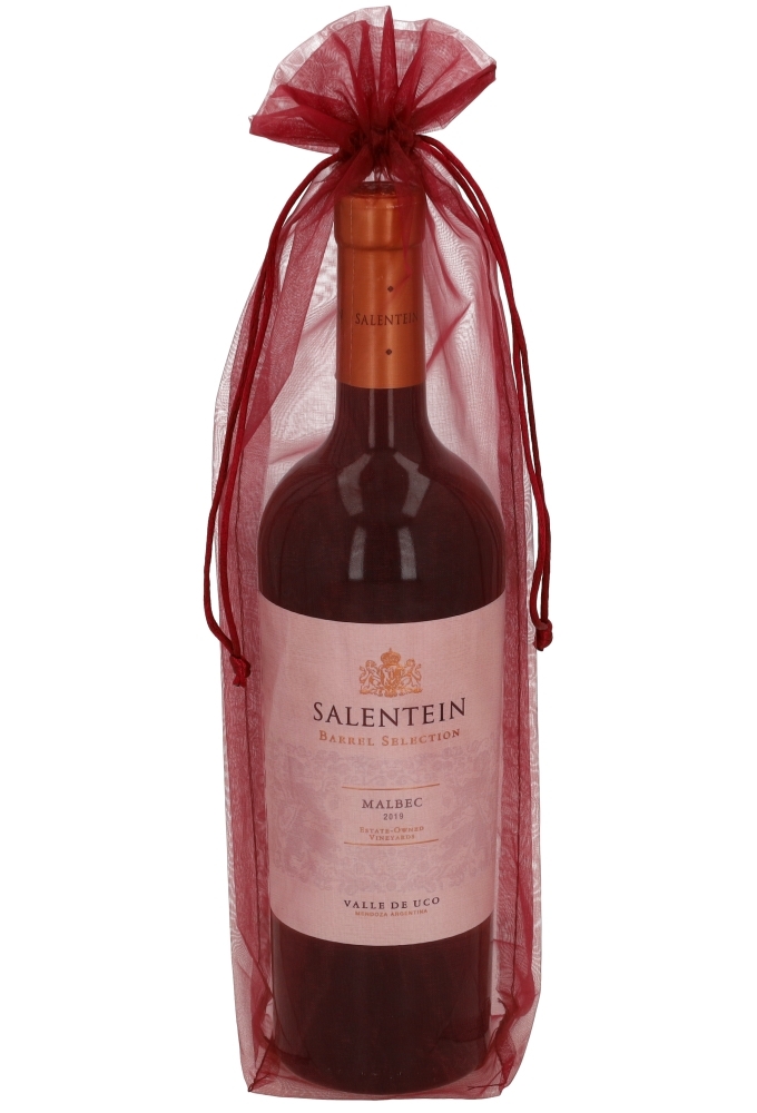 Wijnzak Organza Bordeaux Blokbodem 15x7,5x37cm 10stuks