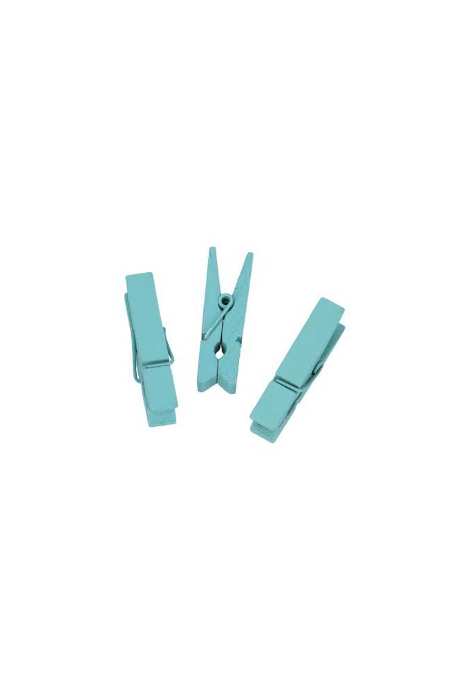 Houten Decoratie Blauw Houten Knijper 3.5cm 24stuks