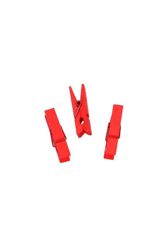 Houten Decoratie Rood Houten Knijper 3.5cm 24stuks