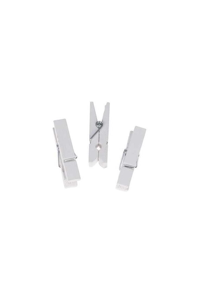 Houten Decoratie Wit Houten Knijper 3.5cm 24stuks