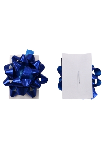 Mini Bows Strik Rond 35mm Metallic Blauw Met Plakker 100stuks