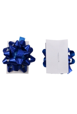 Mini Bows Strik Rond 35mm Metallic Blauw Met Plakker 100stuks