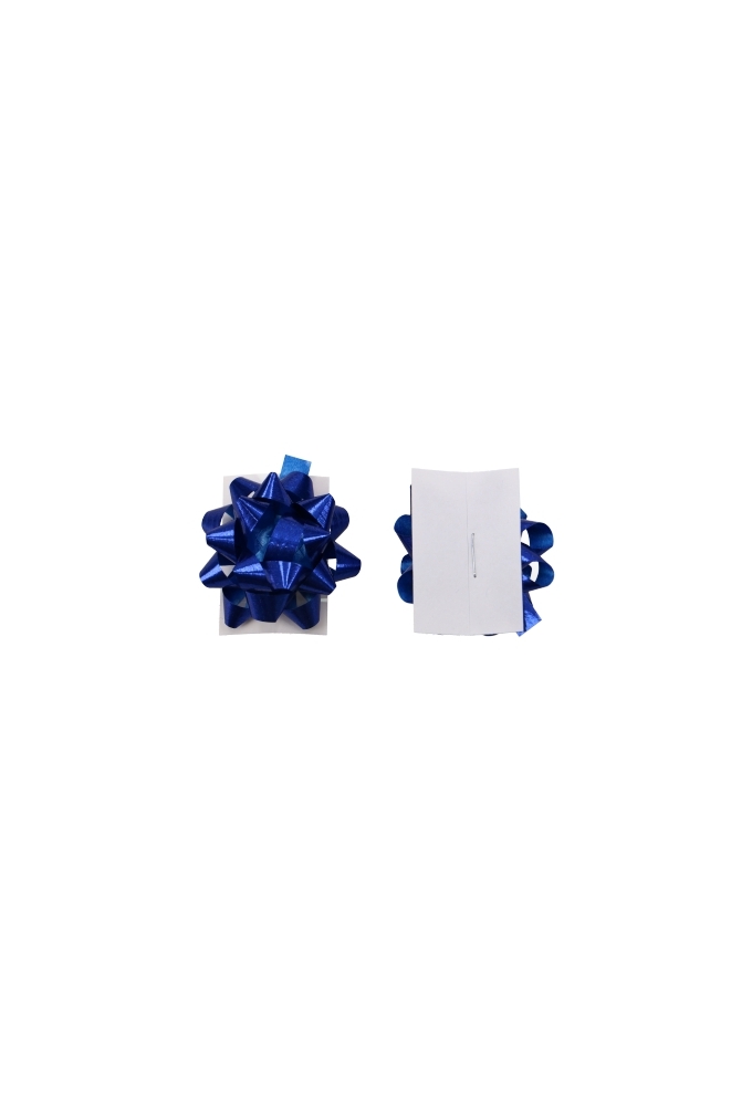 Mini Bows Strik Rond 35mm Metallic Blauw Met Plakker 100stuks