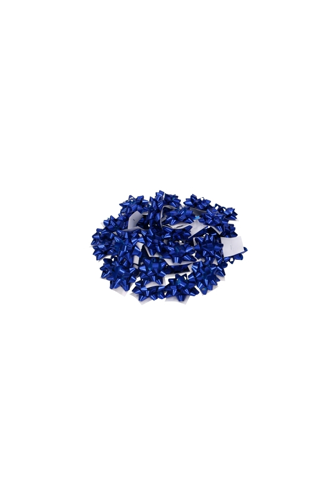Mini Bows Strik Rond 35mm Metallic Blauw Met Plakker 100stuks