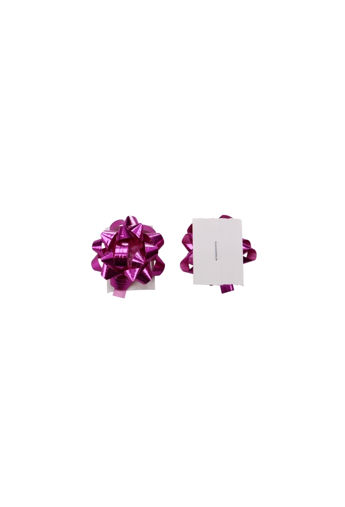 Mini Bows Strik Rond 35mm Metallic Fuchsia met plakker 100stuks
