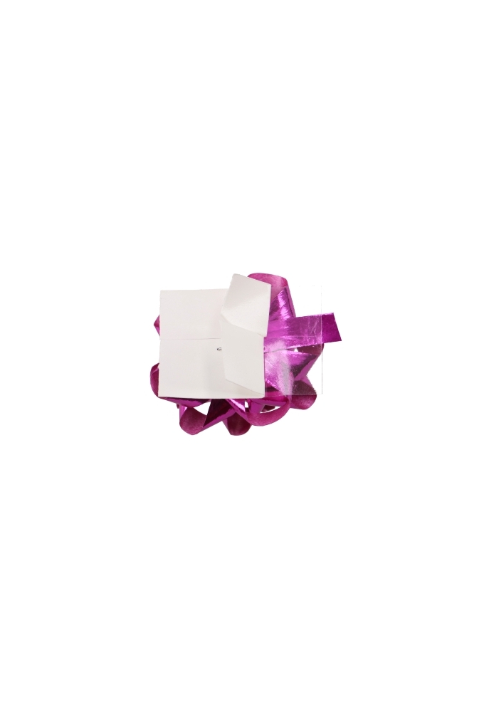 Mini Bows Strik Rond 35mm Metallic Fuchsia met plakker 100stuks