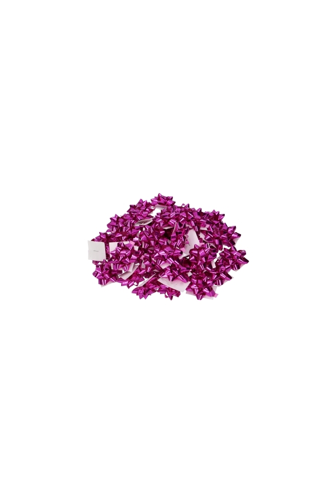 Mini Bows Strik Rond 35mm Metallic Fuchsia met plakker 100stuks