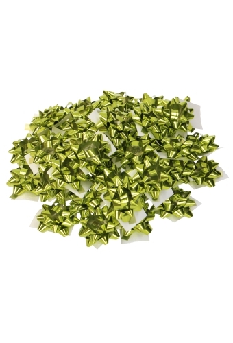 Mini Bows Strik Rond 35mm Metallic Lime Groen met plakker 100stuks