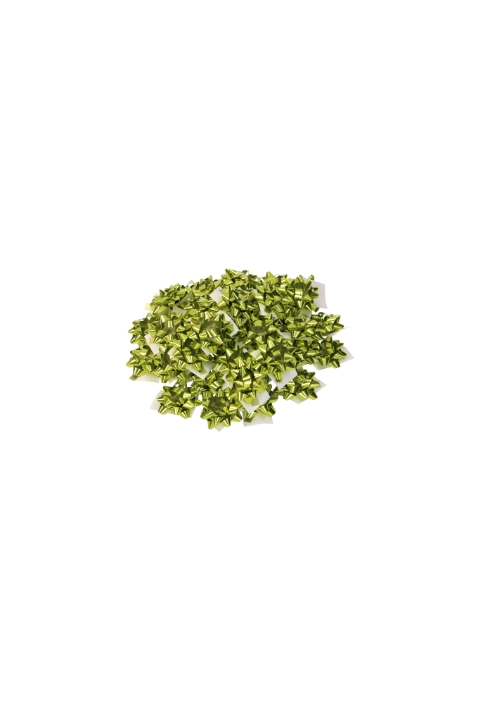 Mini Bows Strik Rond 35mm Metallic Lime Groen met plakker 100stuks