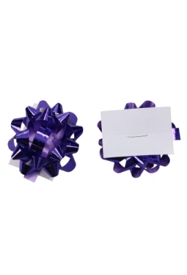 Mini Bows Strik Rond 35mm Metallic Paars Met Plakker 100stuks