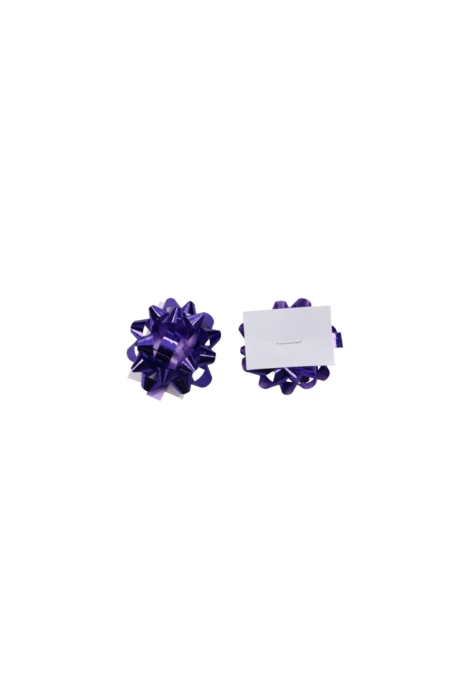 Mini Bows Strik Rond 35mm Metallic Paars Met Plakker 100stuks