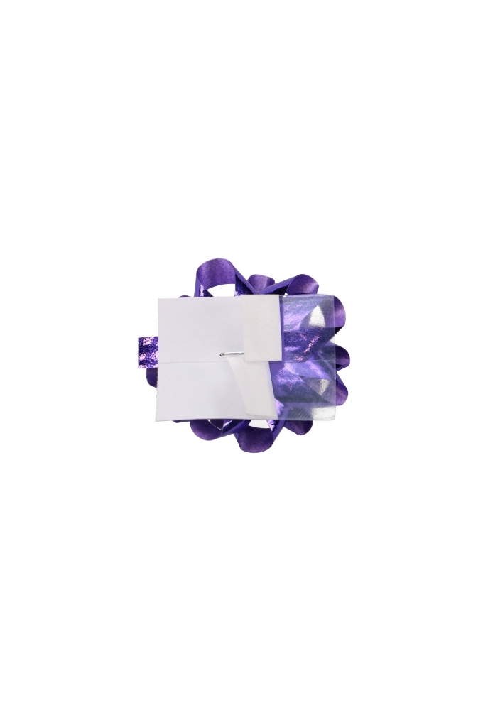Mini Bows Strik Rond 35mm Metallic Paars Met Plakker 100stuks